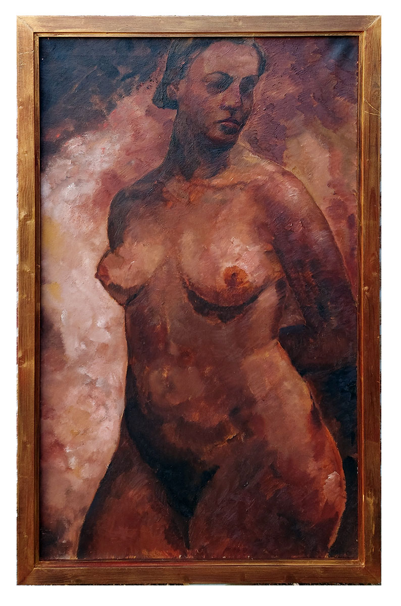 Painting On Canvas By Jozef Mees Of A Naked Woman